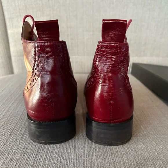 Kate Kanzer Red Brogue Ankle Boots - Picture 6 of 9